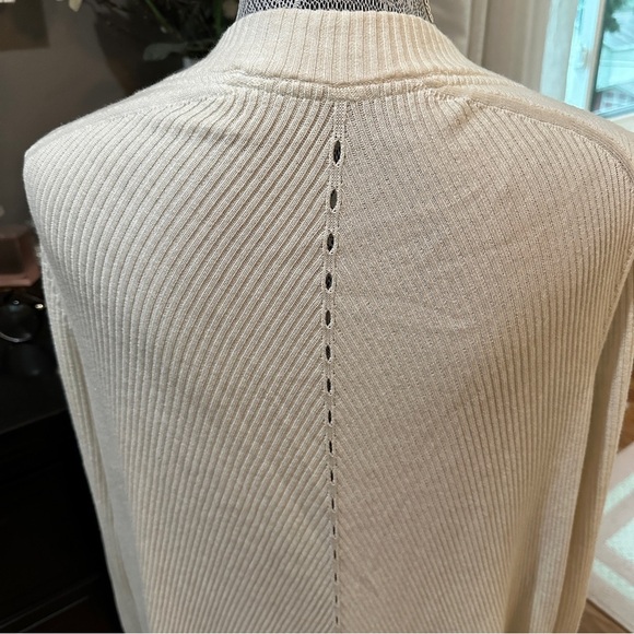 Lululemon Ribbed Wrap It Up Cardigan Sweater Beige Open Front Longline Size 12 - Picture 8 of 16